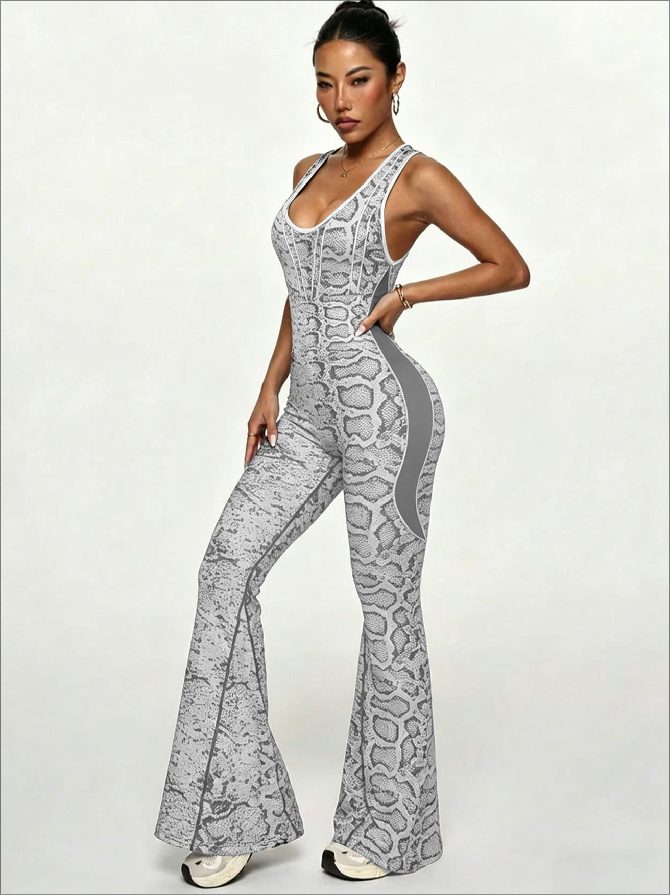 Yoga Overall Fitness - Women's Serpentine Print Blue Yoga Jumpsuits