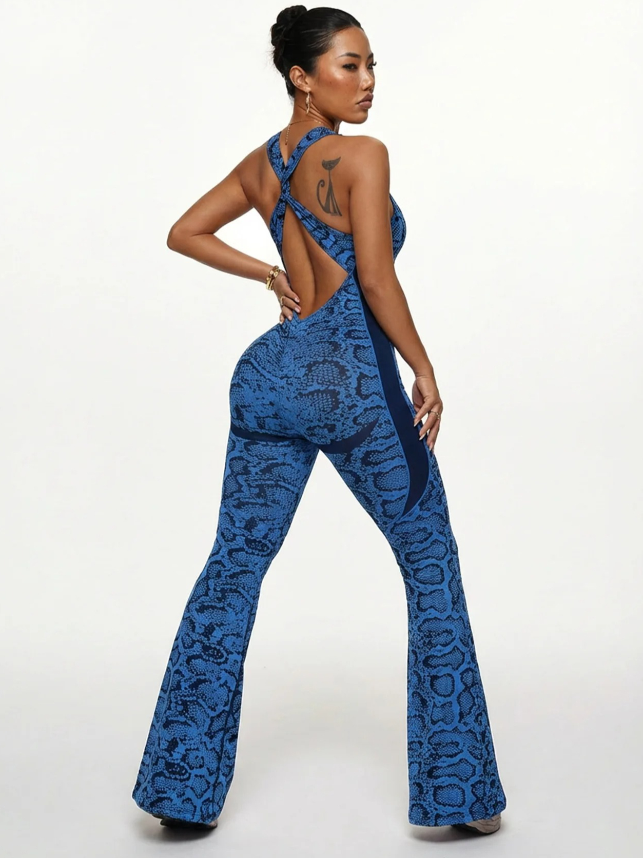 Women's Serpentine Print Blue  - Yoga Overall Fitness 리뷰 및 가격