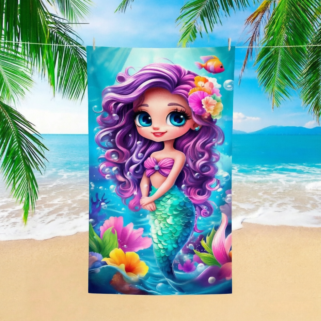 1pc Mermaid Themed Beach Towel - Yoga Fitness Holiday 리뷰 및 가격