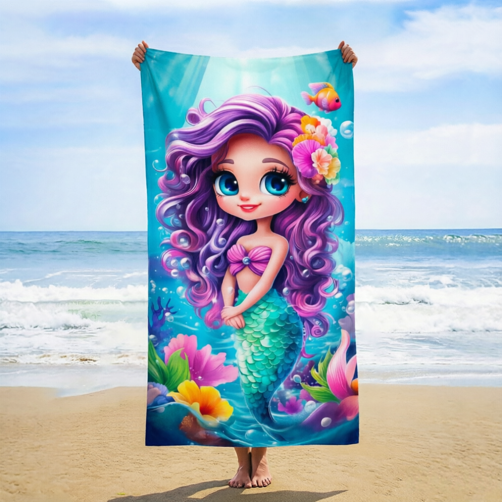1pc Mermaid Themed Beach Towel - Yoga Fitness Holiday 리뷰 및 가격