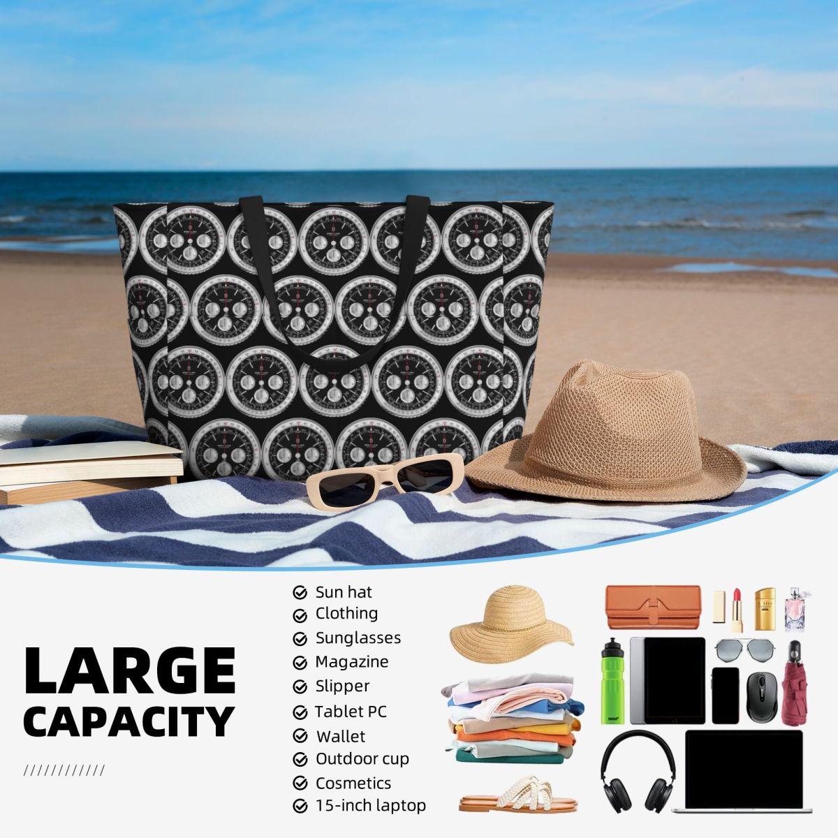 Black Luxury Watch Face Beach  - Yoga Fitness Watch 리뷰 및 가격