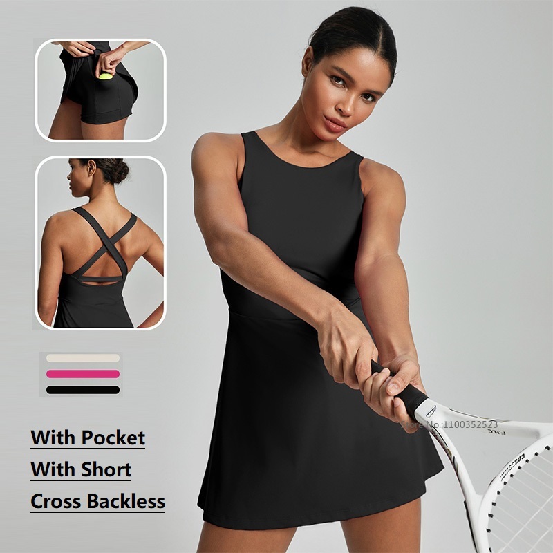 Women Cross Backless Tennis Dr - Yoga Fitness Dress 리뷰 및 가격