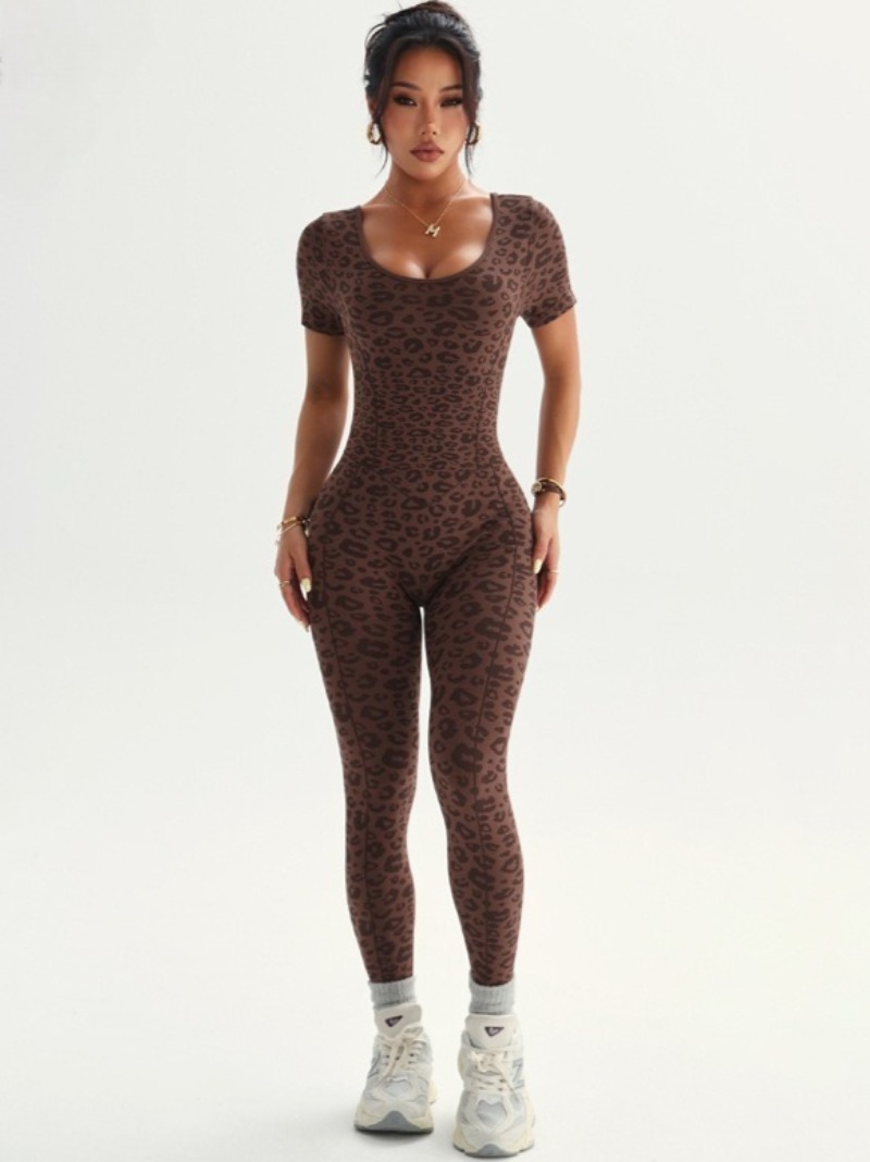 Women's Backless Leopard Jumps - Yoga Overall Fitness 리뷰 및 가격
