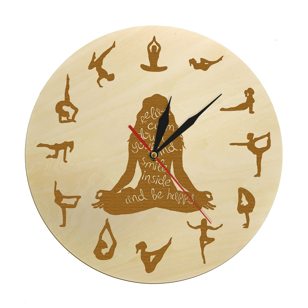 Yoga Pose Wooden Wall Clock Fi - Yoga Fitness Watch 리뷰 및 가격