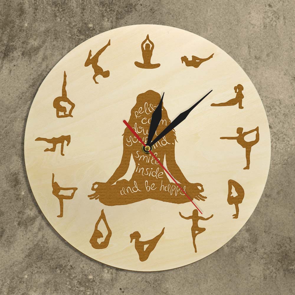 Yoga Pose Wooden Wall Clock Fi - Yoga Fitness Watch 리뷰 및 가격