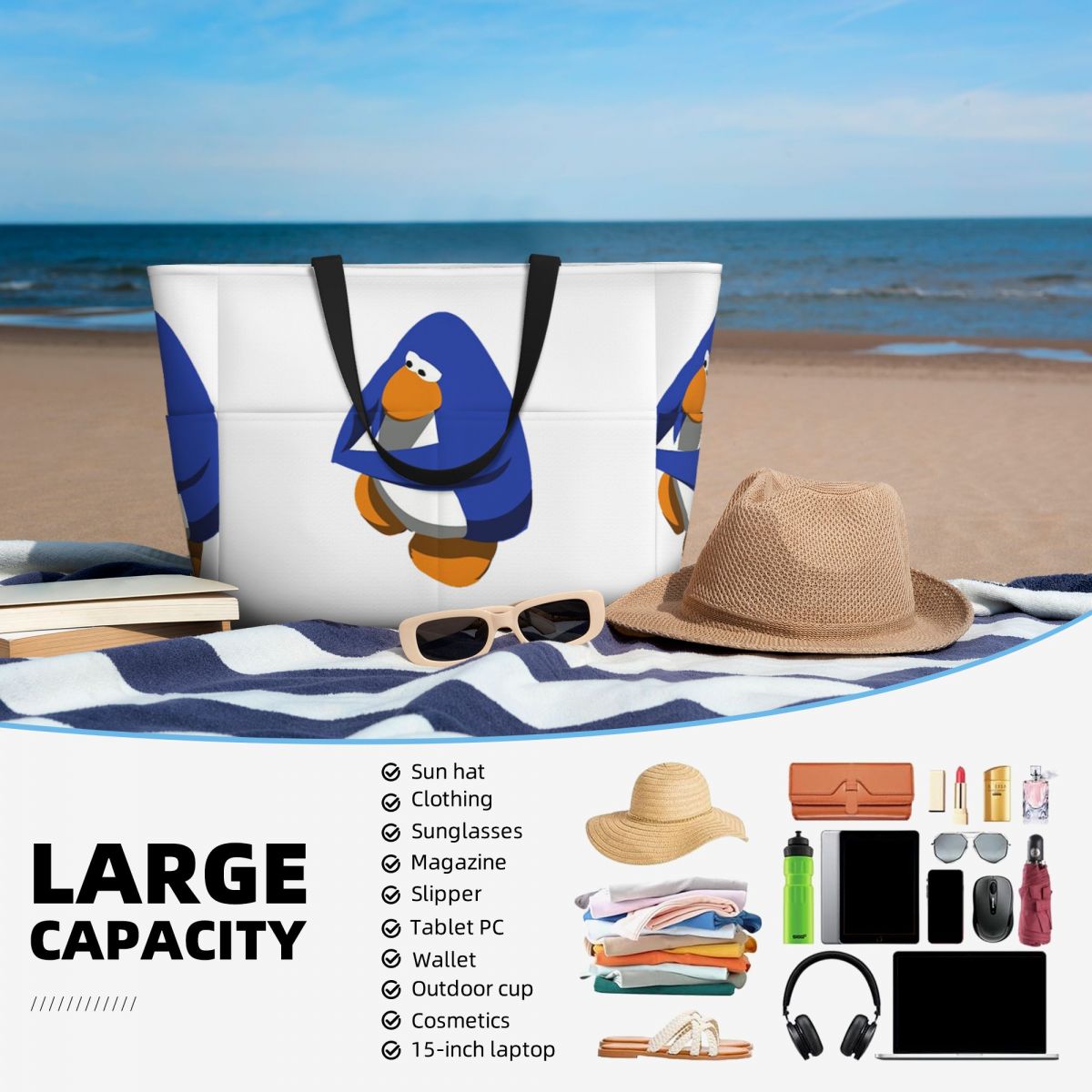 Club Penguin BOI Beach Tote Ba - Yoga Fitness Club 리뷰 및 가격