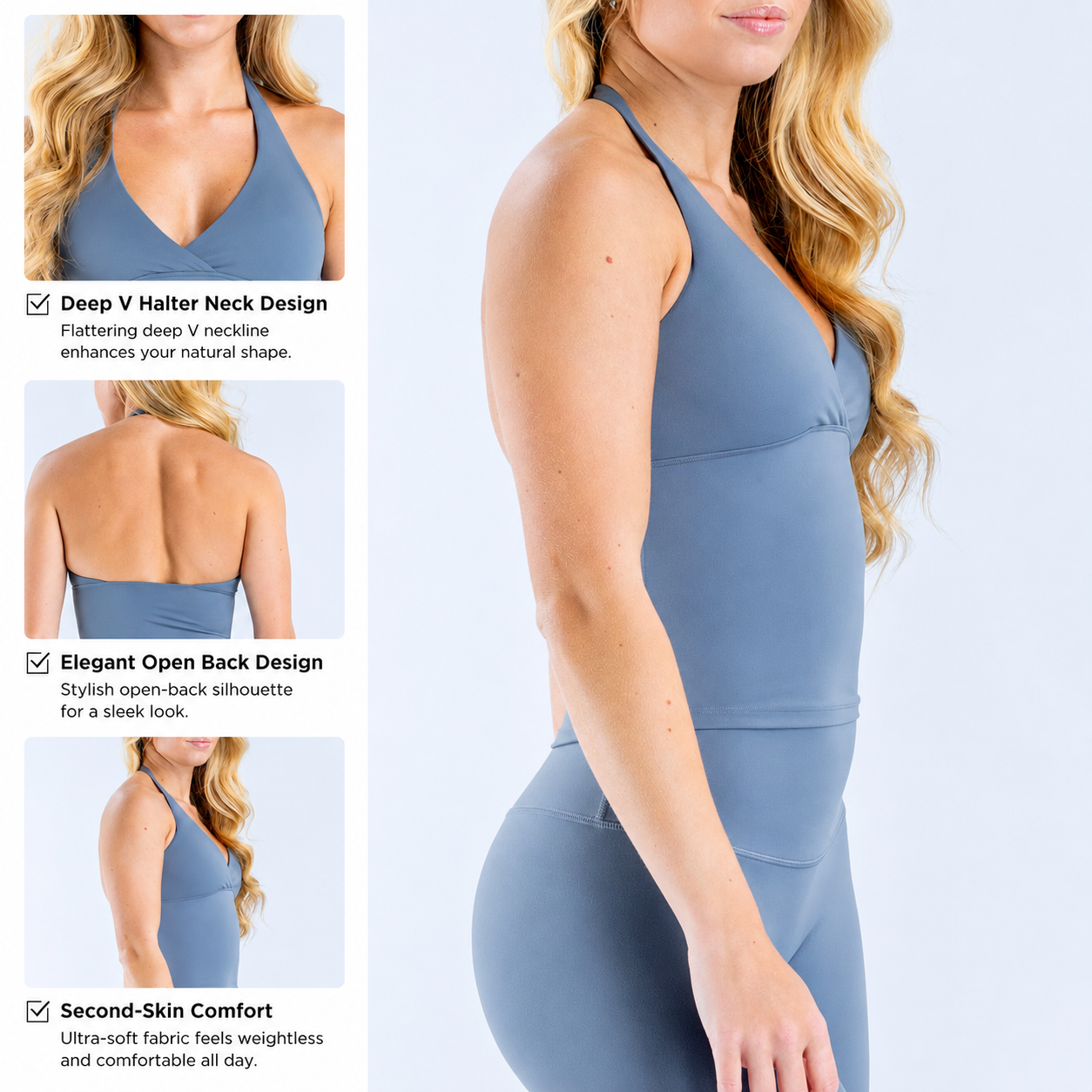 1D-F-LOgo Women Deep V Halter  - Yoga Và Fitness 리뷰 및 가격