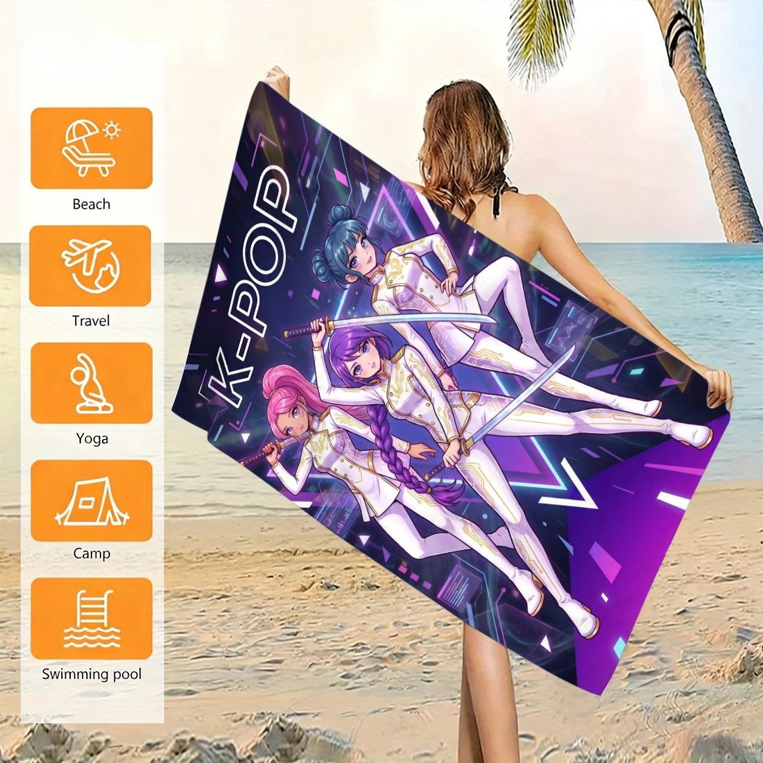 K-POP Style Beach Towel Girl G - Yoga Fitness Group 리뷰 및 가격