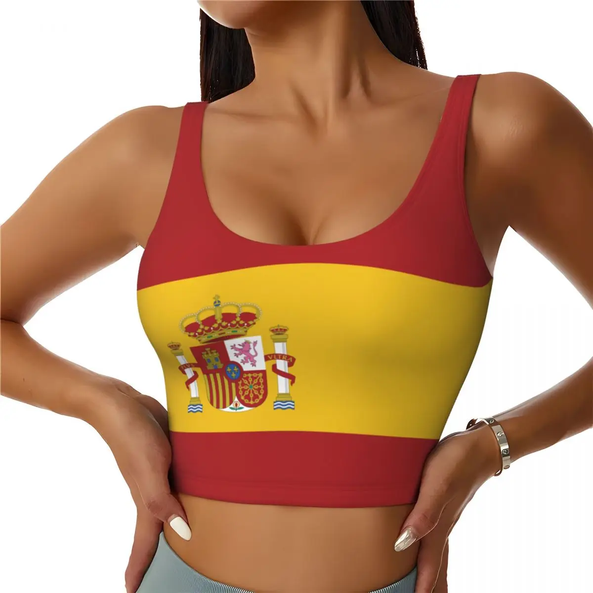 Spain Flag Basic Tops Women Sa - Yoga Và Fitness 리뷰 및 가격